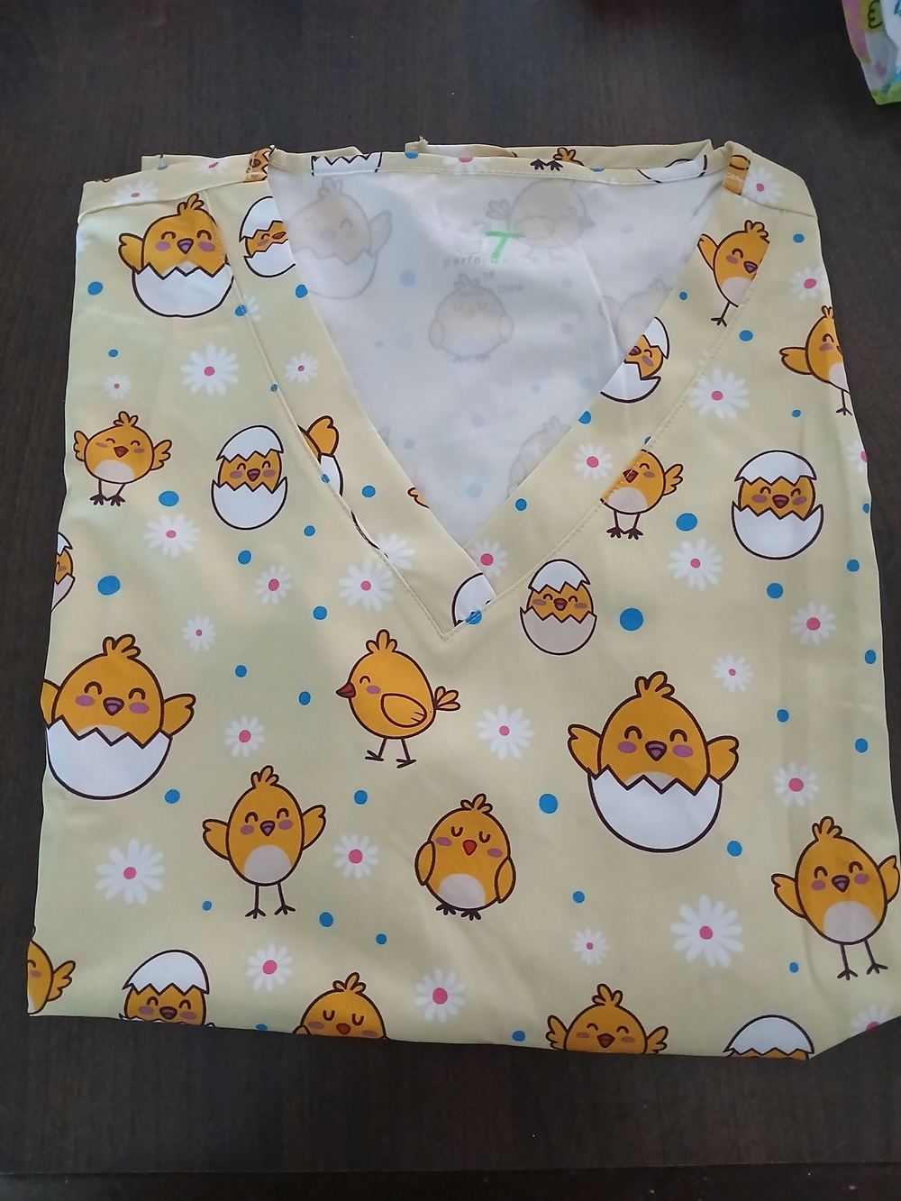 Easter Chick Scrub Print Top